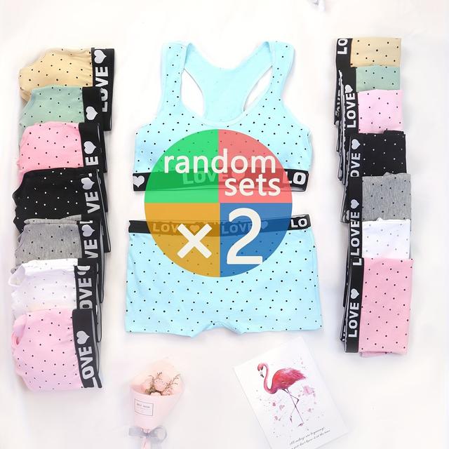 TEMU 2/4 Sets Baumwoll-Polka-Dot-Brief gemischte Farben süße Mädchen täglich frische Mädchen mit elastischem, weichem und bequemem Mode-Unterwäsche geeignet für 8 Jahre alte Mädchen