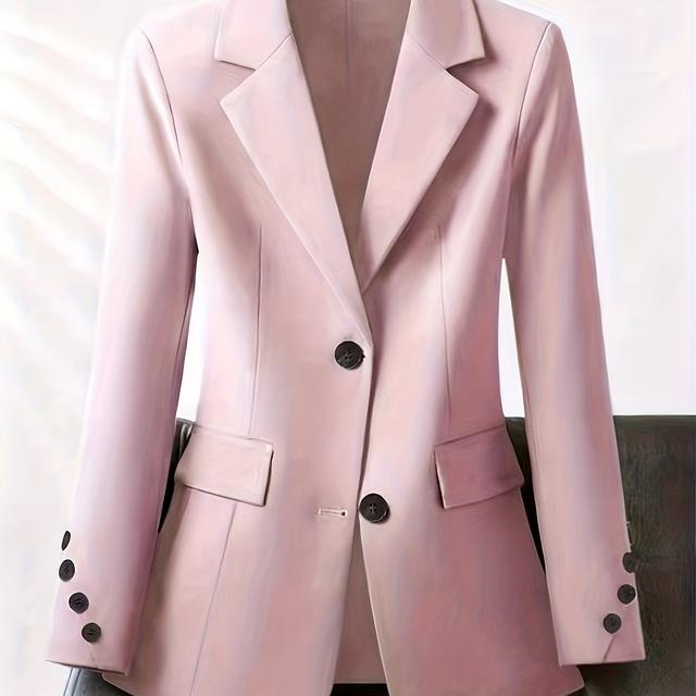 TEMU Women's Contrast Color Lapel Long Sleeve Elegant S Jacket, Suitable For Spring And Autumn