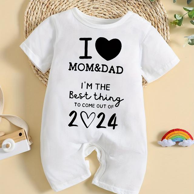 TEMU 2024 "Ich liebe " Unisex Kurzarm-Body Shorts, für Draußen