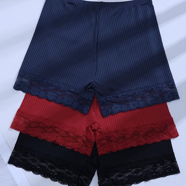 TEMU Set Of 3 Threaded Flat Corner Briefs, Stylish, Comfortable, Breathable, And Stretchy Underwear