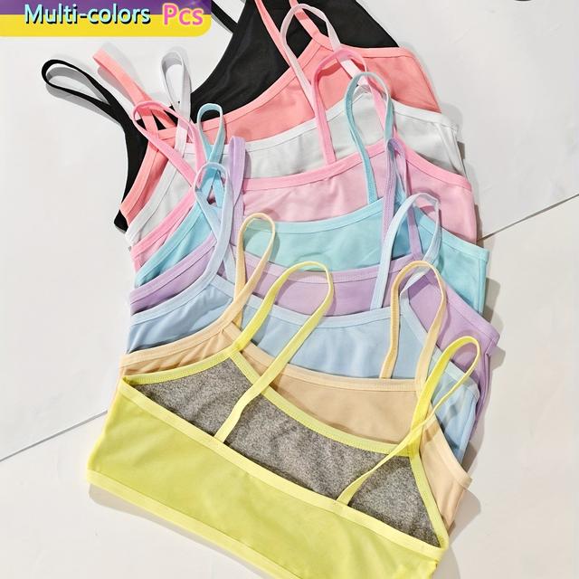 TEMU A 5pcs Set Of And Stylish Soft And Cute Sports-style Short Vests For Girls, Available In Assorted Colors, Designed As Fall And For Young Girls, Girls' Sports Vests