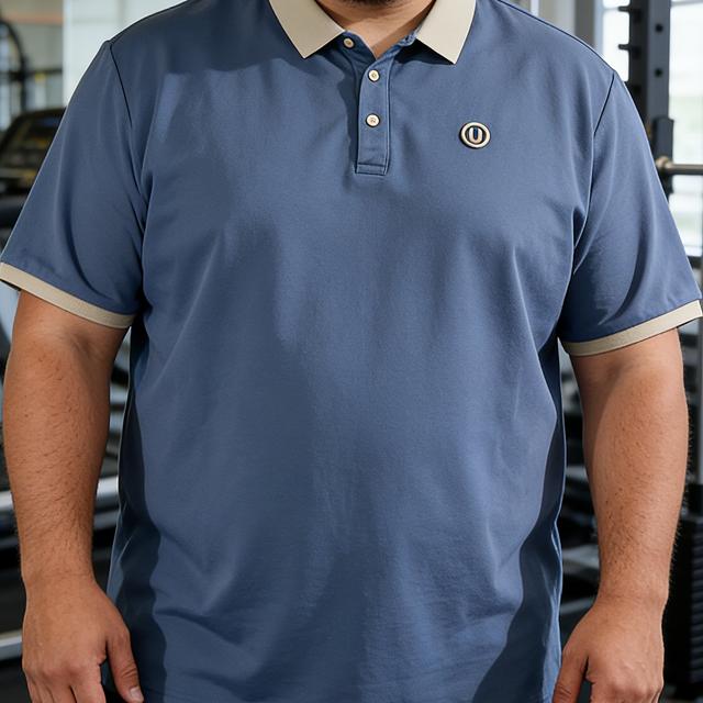 TEMU New Plus-size Men's Versatile Short-sleeve Shirt With Collar, High-end Summer Solid Color Top, Plus Size