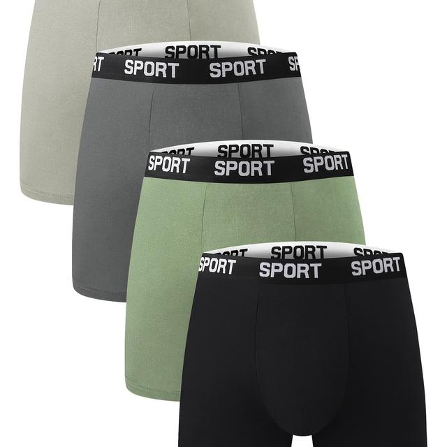 TEMU 4pcs Men's Long And Comfortable Underwear - Breathable, Elastic, Quick Drying, Elastic Waistband, Spring Sports, Sport And Casual Boxer Underwear - Soft, Lightweight, Moisture Absorbing.