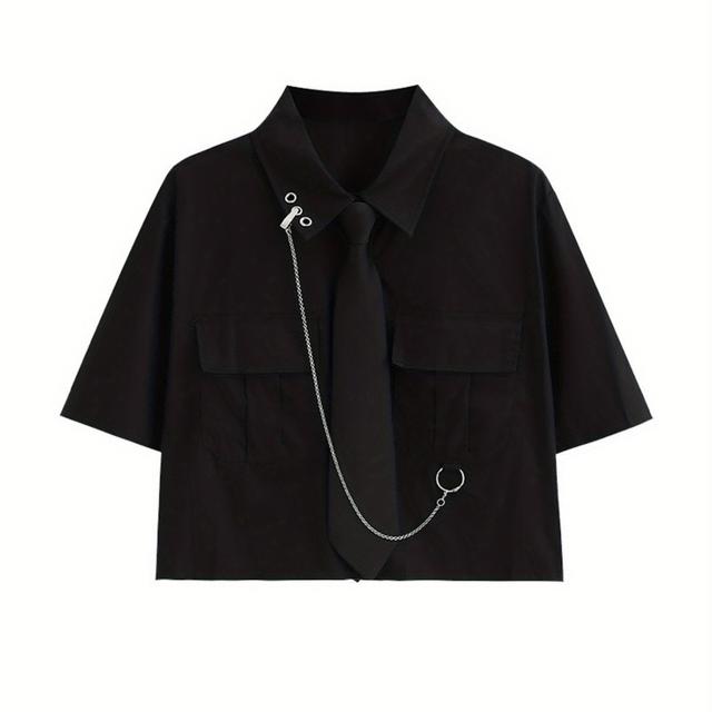 TEMU 2025年夏 ＆スパイシースタイル レディーススーツ ホットショートスリーブツーリングシャツ＋ケースカートのツーピースセット