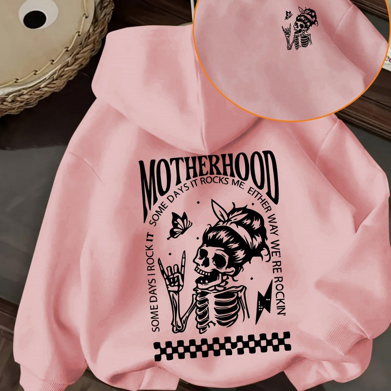 TEMU Some Days , Some Days Me, Either Way , Mother's Day Hoodie, Rocking Skeleton, Rocking Mom Gift, Skull Hand Hoodie