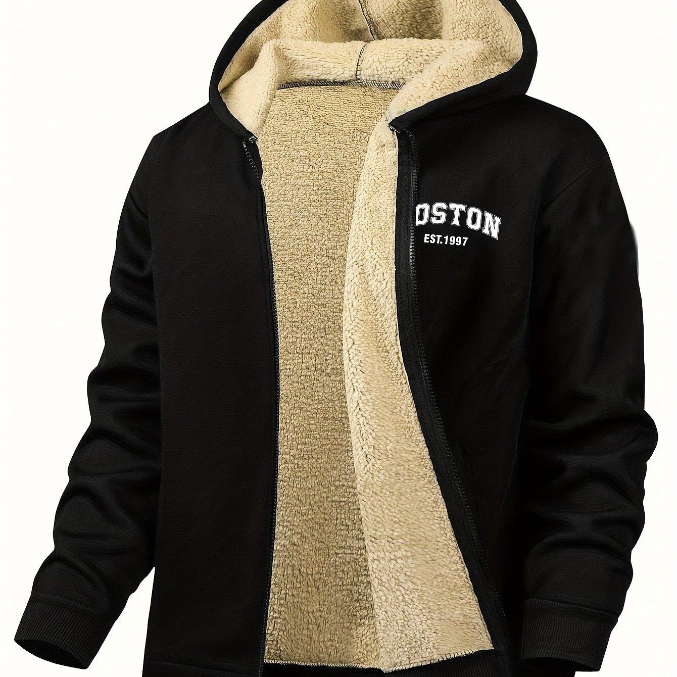 TEMU Men's Plus Size Print Fleece Jacket