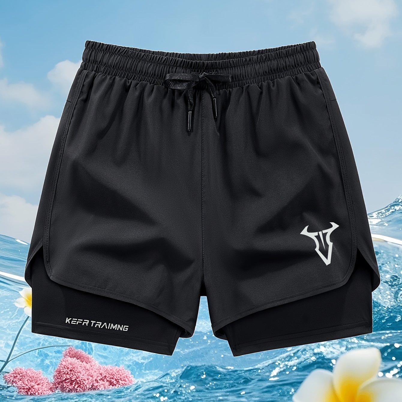 TEMU Quick-drying And Breathable Sports Shorts, Print Pattern, Double-layer Elastic Fabric, Cool And Comfortable Sports Pants, Suitable For Daily Outdoor Travel