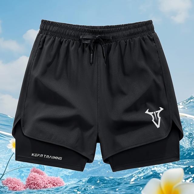 TEMU Quick-drying And Breathable Sports Shorts, Print Pattern, Double-layer Elastic Fabric, Cool And Comfortable Sports Pants, Suitable For Daily Outdoor Travel