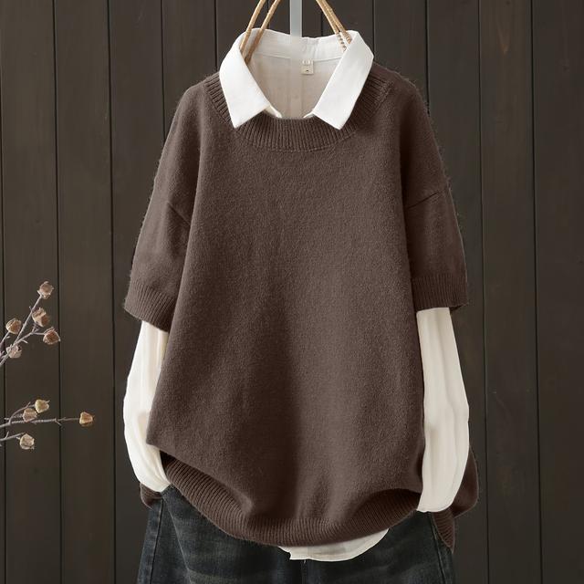 TEMU Grande Taille - T-shirt à Manches Courtes et Col Rond