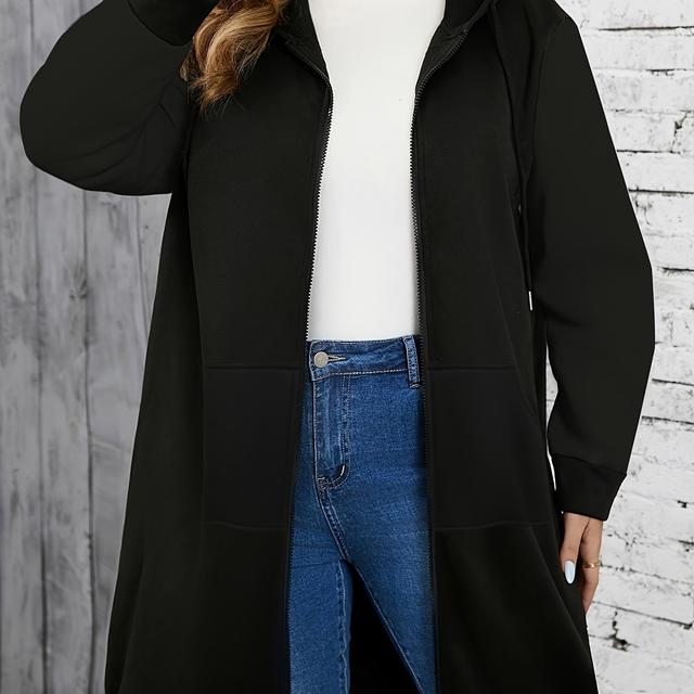 TEMU Plus Size, Autumn And Winter Casual Solid Color Hooded Jacket