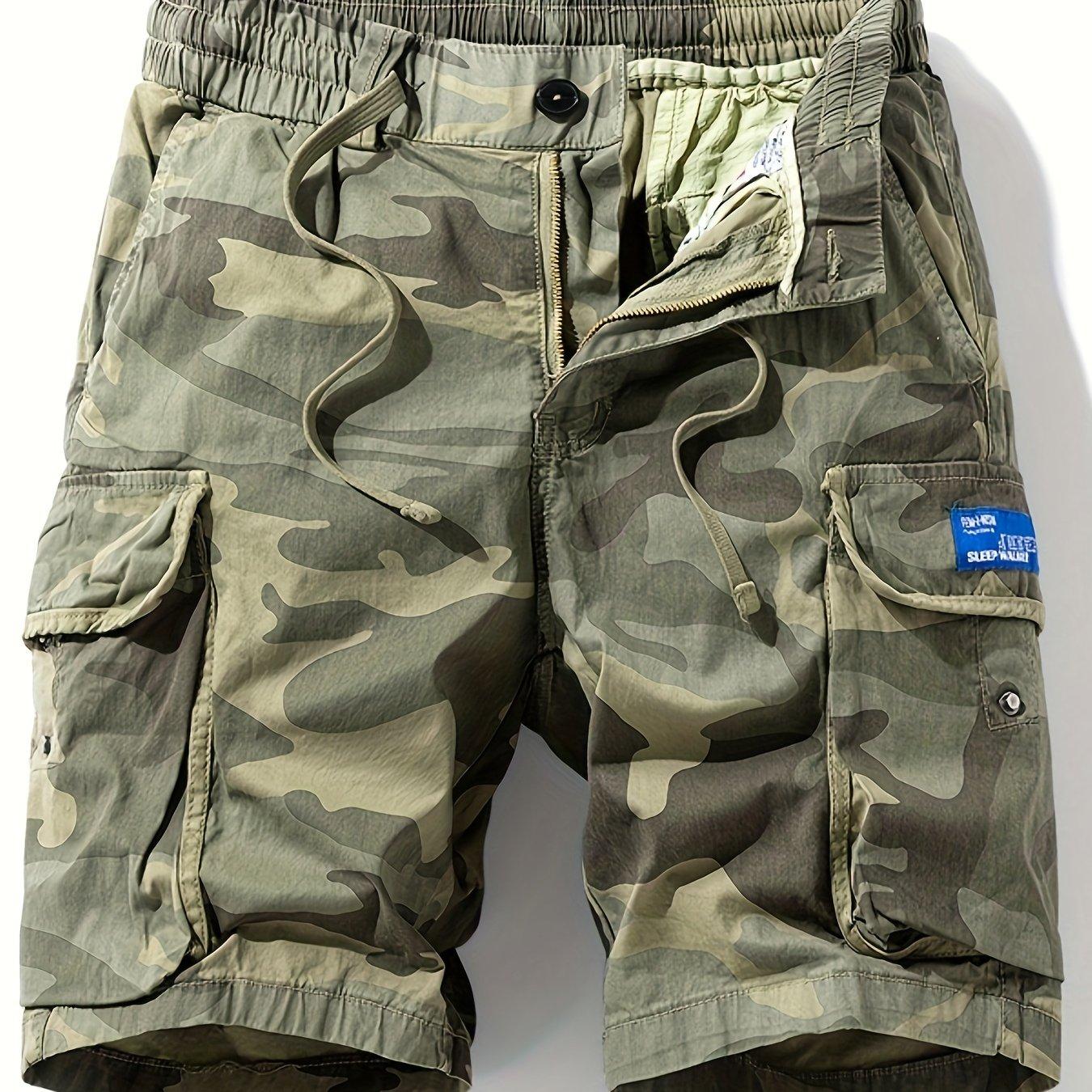 TEMU Sellos Pantalones Camuflaje para Hombre de Moda Americana con Múltiples Bolsillos, Shorts Casuales y Versátiles para Trabajo al