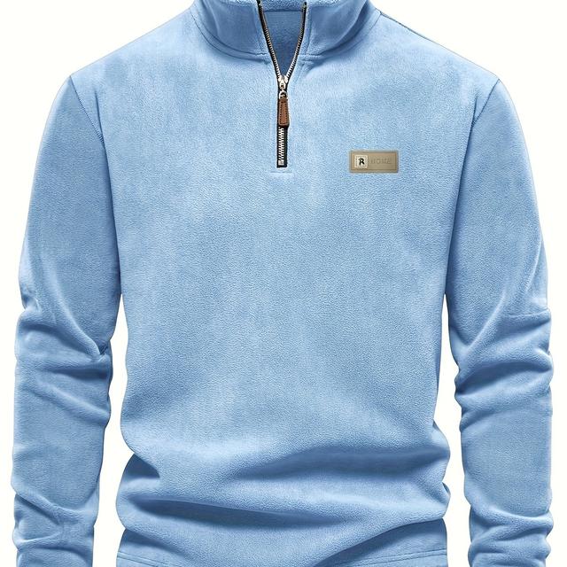 TEMU Herren Henley-Shirt mit Halbzip, Rundhals Strick--Oberteil, Einfarbiger Einfachstil