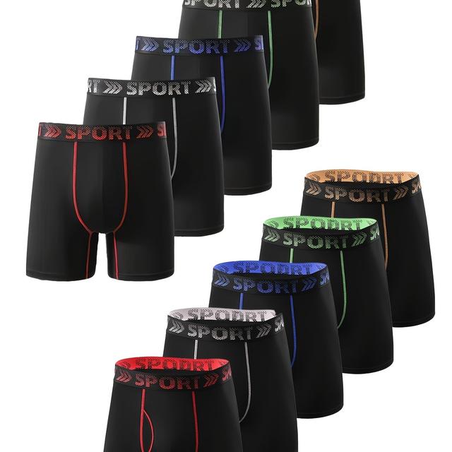 TEMU 5pcs Xorelr Men's Boxing Briefs - Full-coverage Combat Training Underwear With Breathable Stretch Polyester, Boxer Shorts For, Gym & Daily Wear (5pcs Bulk Pack)