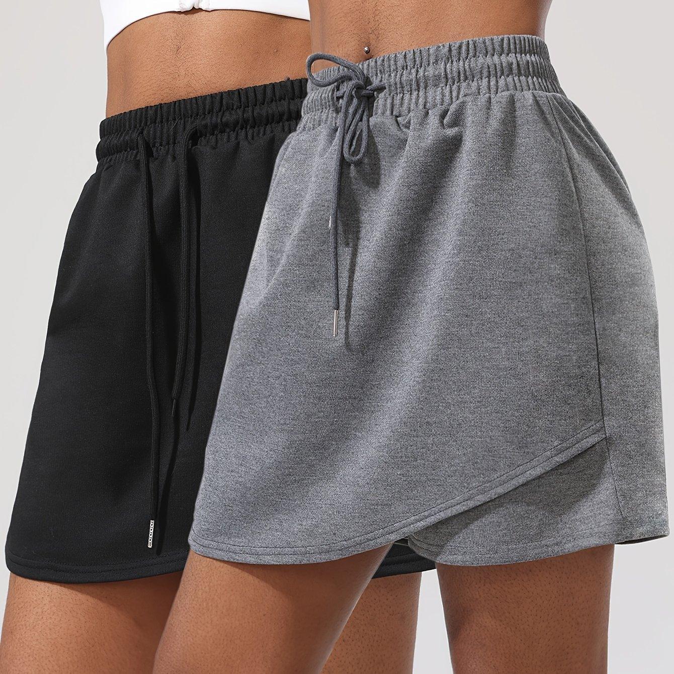 TEMU 2pcs Summer Women's Skirt-pants Combo With Elastic Waist For Casual Running And Tennis Wear