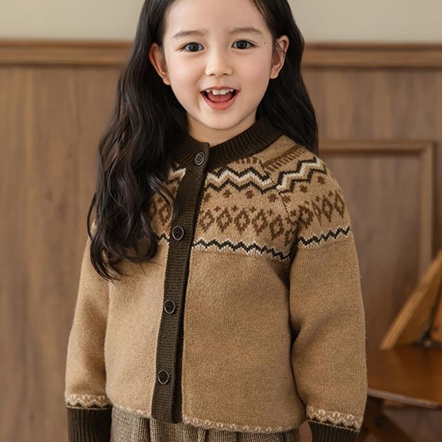 TEMU Abrigo de Suéter Forrado para Niñas, Nuevo Cardigán de Punto Estiloso para Bebés en Otoño/Invierno