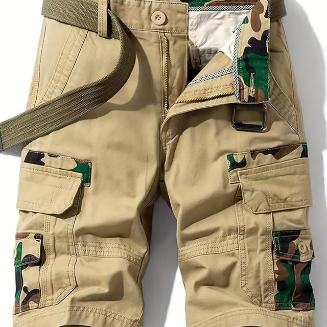 TEMU Herrenmodische 100% Baumwolle lockere Cargo-Shorts mit Taschen, aktive atmungsaktive Shorts zum Wandern, Joggen, Radfahren, Outdoor-Fitness-Workout