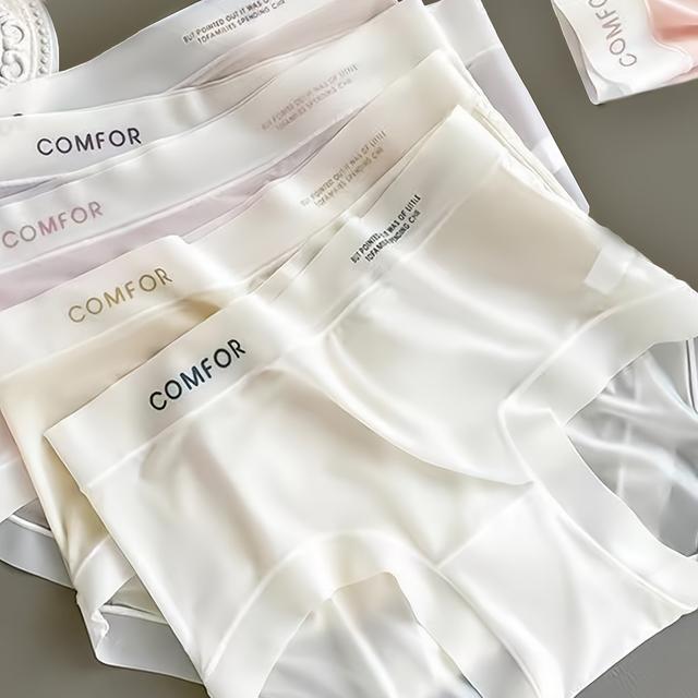 TEMU 6-pack Seamless Women's Briefs, Summer Thin Fiber Knit Fabric, Polyamide 85% Elastane 15%, Mid-waist Solid Color Underwear, , 145gsm Lightweight