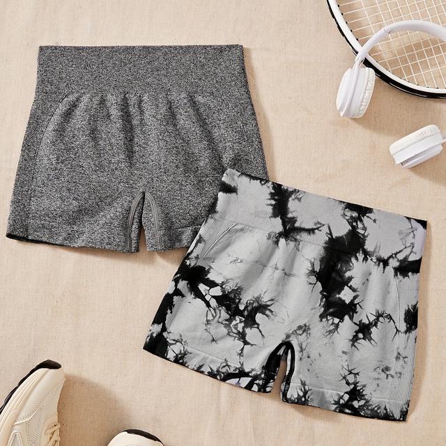 TEMU Kislányoknak való varrott nélküli jacquard tie-dye sport rövidnadrág két darabos szett, tökéletes a szabadban