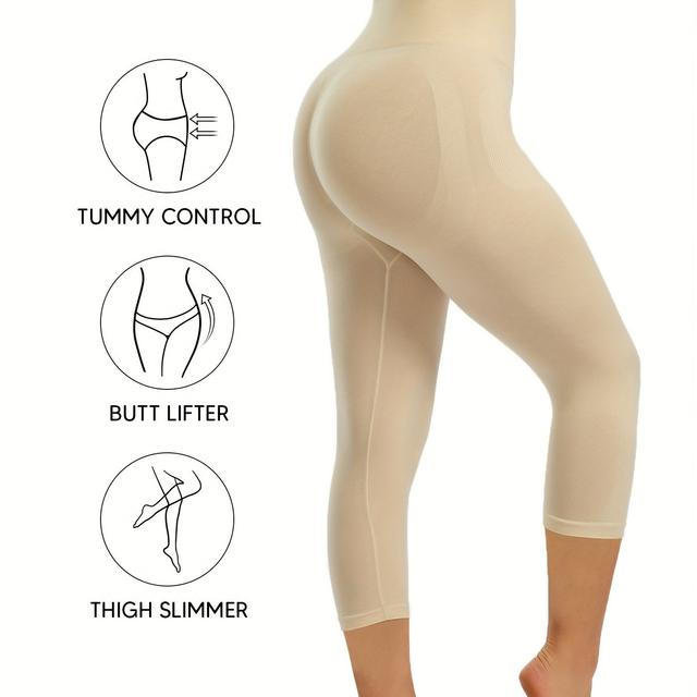 TEMU Bequeme Stretch-Caprihose Mit Po-Lifting-Effekt, Hoher Taille Für Bauchkontrolle Und Atmungsaktive Capri-Leggings, Damenunterwäsche & Shapewear