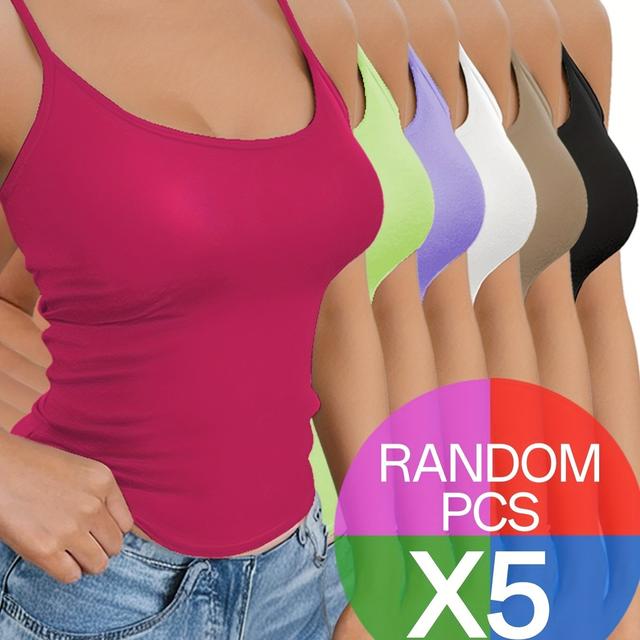 TEMU Náhodných 5 kusů dámských tělových topů s kulatým výstřihem, nový styl