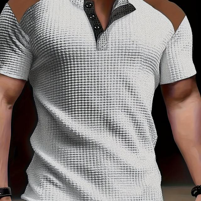 TEMU Men's Color- Waffle Henley Shirt