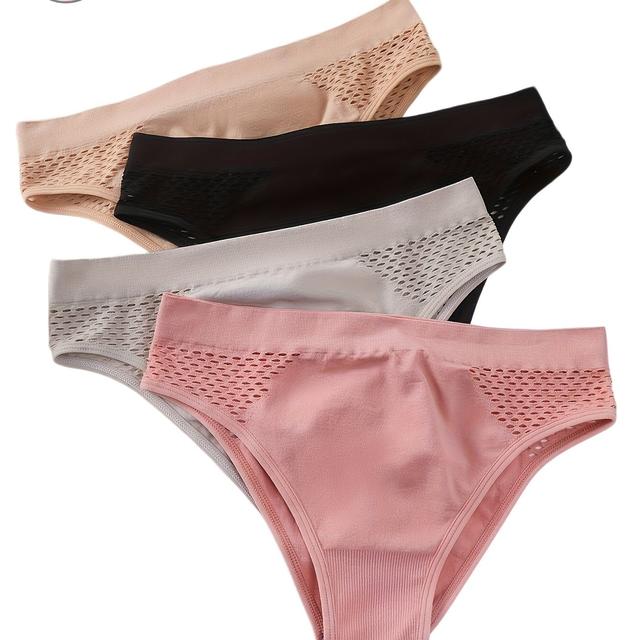 TEMU Bragas de cintura para mujer, 4 piezas, , estilo deportivo sexy con aberturas, bragas sin costuras de cintura , bragas individuales triangulares