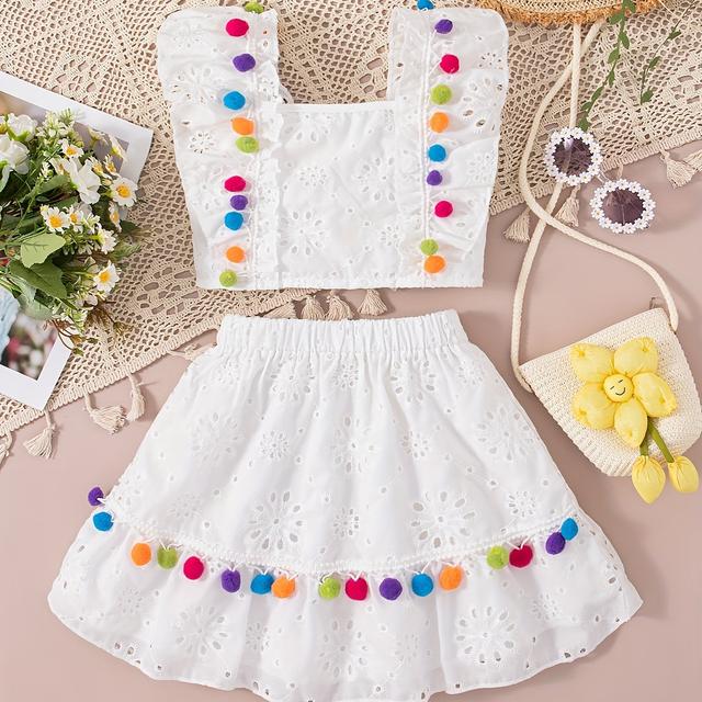 TEMU Set di due pezzi per ragazze con gonne a metà casual a vita , per l'estate