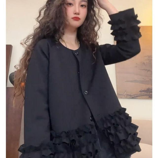 TEMU プラスサイズ、ララージサイズ カジュアル バーサタイル ゆったり 無地 コート 秋 新作 ファッション クルーネック トップ