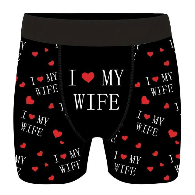TEMU Men's Novelty With Letter/heart Print | Long Boxer Briefs, Medium Stretch Fabric, Elastic Belt