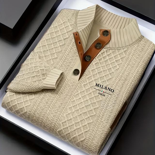 TEMU Camisola de Malha Jacquard de para Homem, Versão Melhorada de Outono e Inverno, uma Sweatshirt Retro Pesada e com Bloco de Cor Texturizada Aleatoriamente e Design de Jacquard