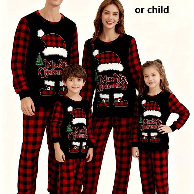 TEMU 1 Set Weihnachtsmuster Langarm Familien-Outfit, Perfekt für Draußen