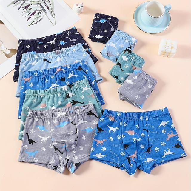 TEMU Random Color Car Dinosaur Boys' Briefs 3-pc