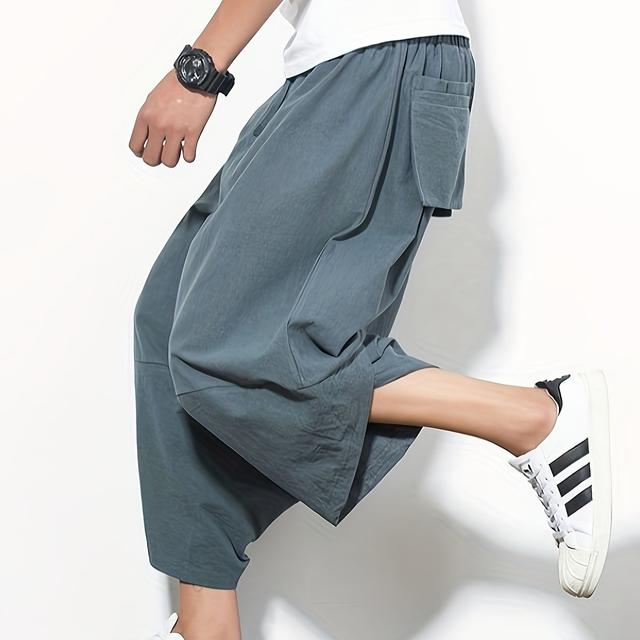 TEMU メンズオールストレッチカーゴショーツ - ミドル丈カジュアルパンツ、伸縮性ウエストバンド付き、軽量快適フィットでストリートウェアやデート＆日常着に最適｜モダンスリムデザイン、洗濯機可