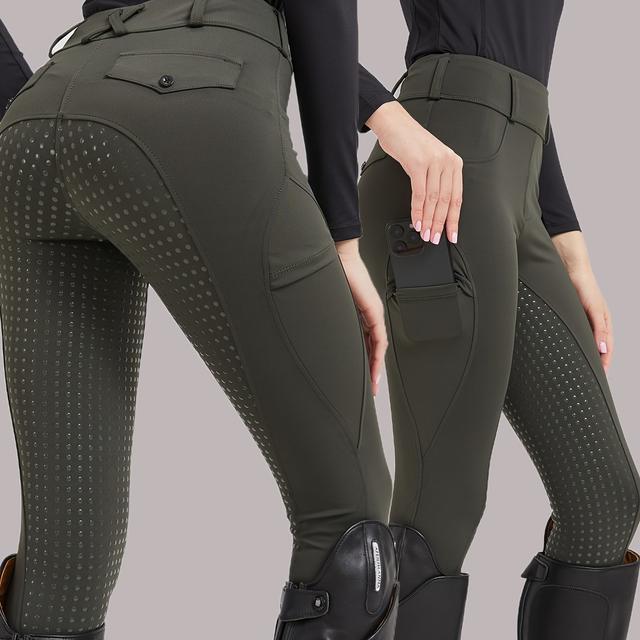 TEMU Professional Equestrian Quick-dry Silicone Grip Riding Leggings For Women, Tight-fitting Equestrian Sportswear (belt Not Included)