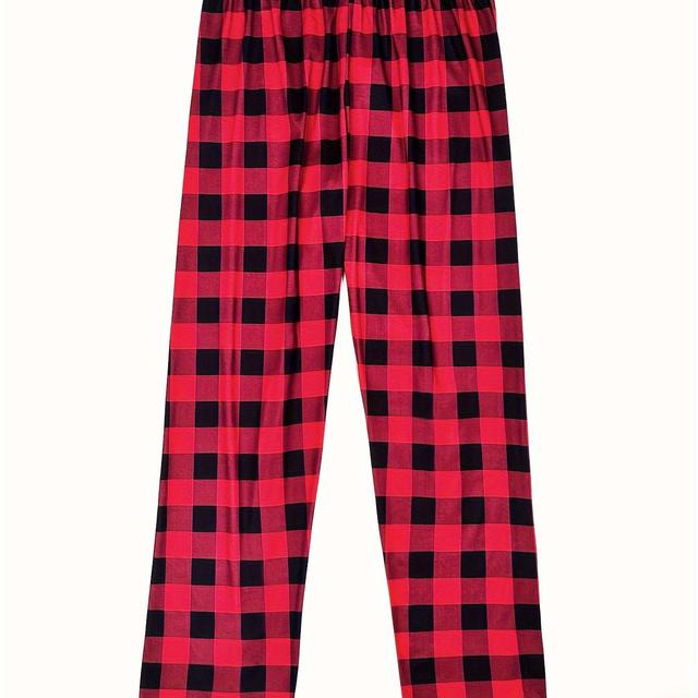 TEMU Pantalones Casuales Cómodos y Fáciles de Estilo para Hombre, Pantalones de Dormir para el Hogar con Cintura Elástica Holgada a con Estampado de Cuadros
