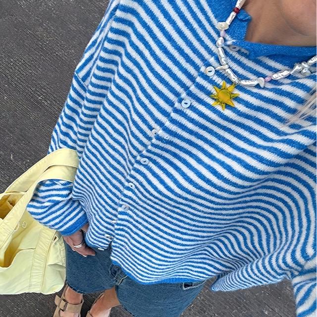 TEMU 여성용 컬러블록 셔츠, 가을 겨울 캐주얼 & 엘레강트 스타일 버튼 디자인 가디건, 데일리 웨어에 적합