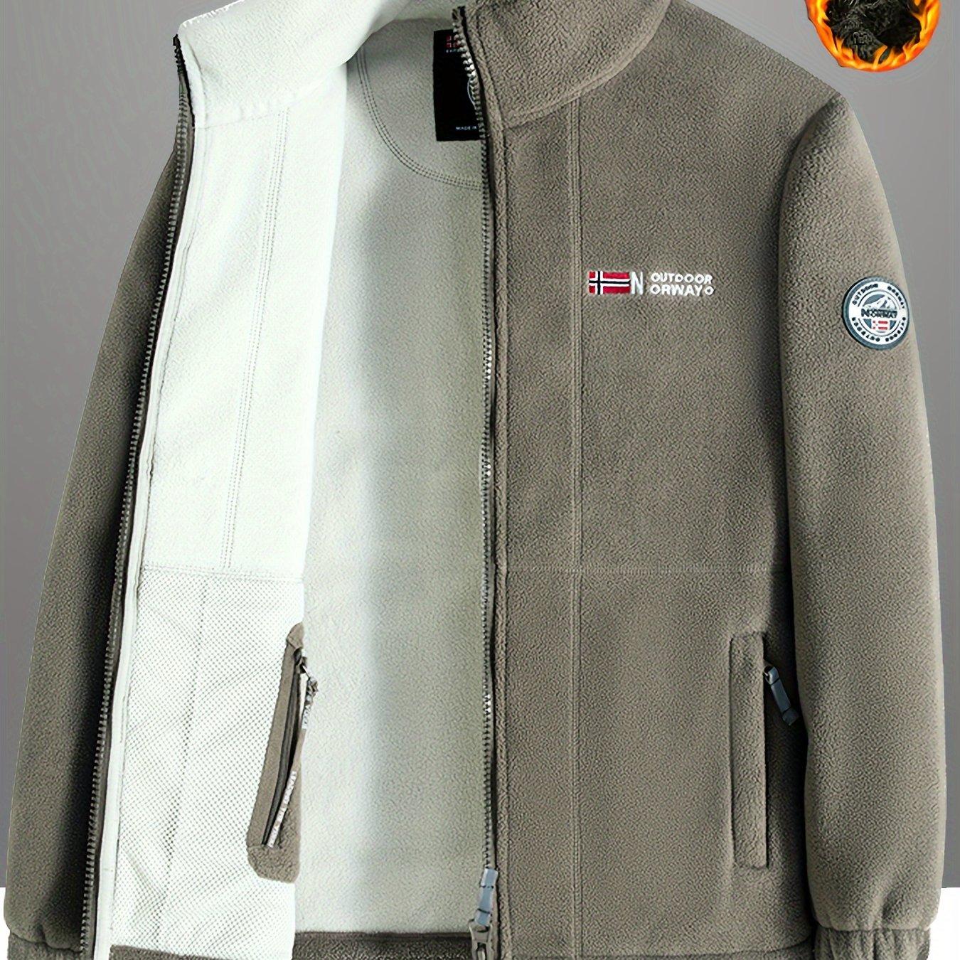 TEMU 2025 New Arrival Fleece Jacket For Men, Autumn And Winter Thickened Plush Open Front Sweatshirt With Double-sided Fleece Windproof Warm Jacket
