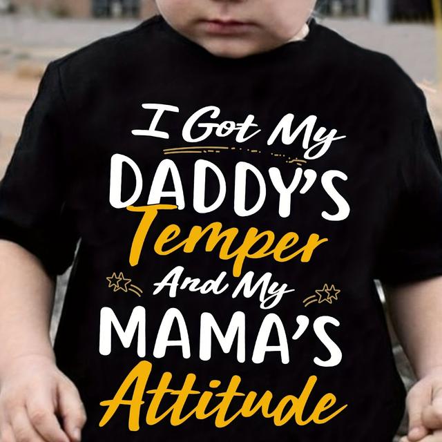 TEMU Camiseta Divertida para Meninos 'Eu Herdei o & a ' - Confortável, Versátil, de Manga e Redonda para