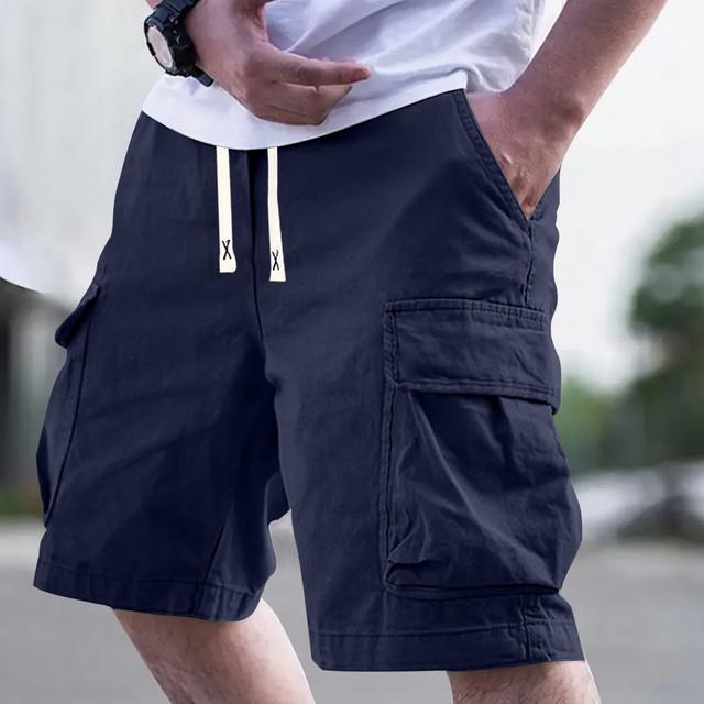 TEMU Men's Cargo Shorts With Multiple Pockets, Featuring A Casual Drawstring Waist, Summer And As Bermuda Shorts