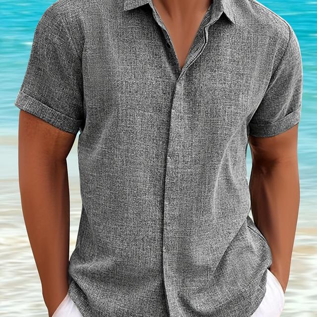 TEMU Camisa Casual para Hombre - Manga Corta, y Transpirable, Ideal para Playa, Verano, y Actividades al Aire Libre | Cuello Abatible | Material Transpirable