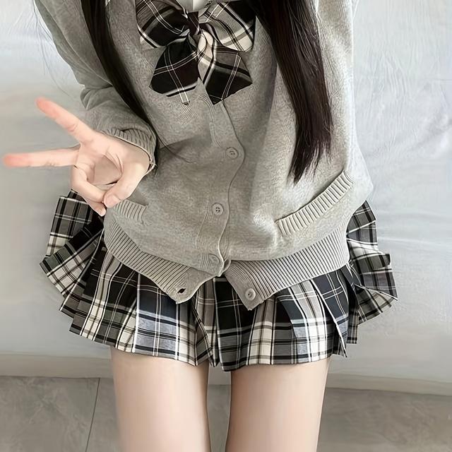 TEMU 【商品名】カラーの万能長袖カーディガン。女性向け、JKユニフォーム風デザイン。