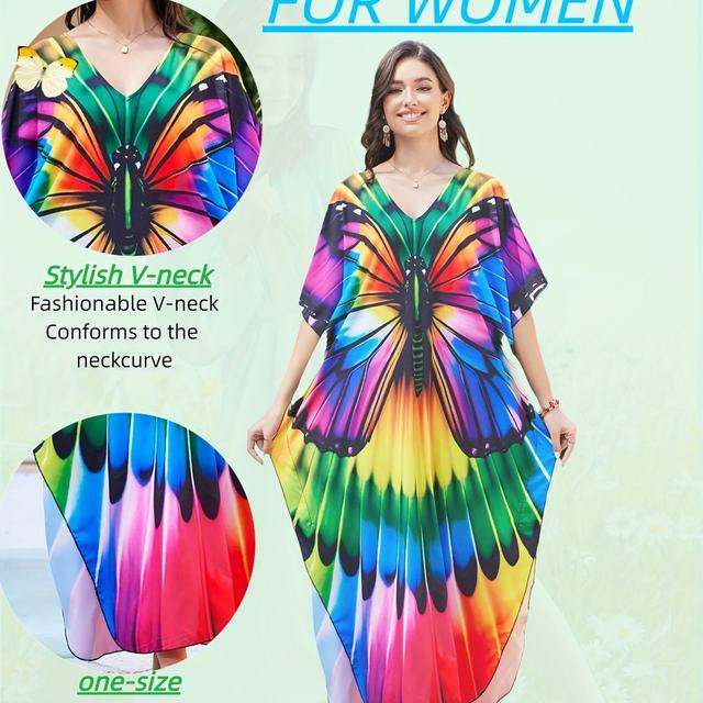 TEMU Sommer Strand-Überwurf mit Ethno-Print Bikini Resort Kaftan-Rock für Damen