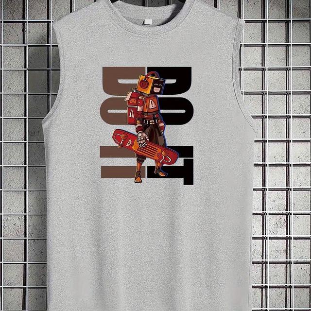 TEMU 春夏ベスト トレンディブランド プリント メンズ＆ティーンエイジャー用 ファッション カジュアル バーサ