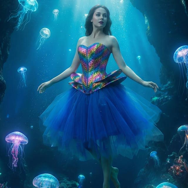 TEMU Fish Scale Printed Pu Bodysuit With Tutu Skirt, Halloween Cosplay Themed Outfit, Stage Performance Party Set, Carnival, Easter, Elegant Party, Role-playing, Mermaid Costume