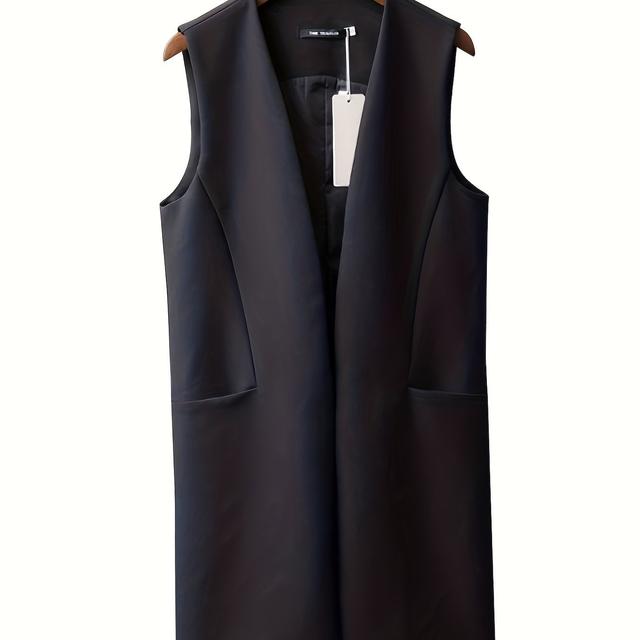 TEMU INS大人気韓範シンプルで痩せっぽい雰囲気の中ロングスーツのベストです