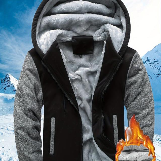 TEMU Damen Winter Kapuzenmantel, 100% Polyester Strickstoff, Langarm Reißverschluss Freizeitpullover, Einfarbig Verdickter Trendmantel mit leichtem Stretch, Länge - Europäische Code Mode