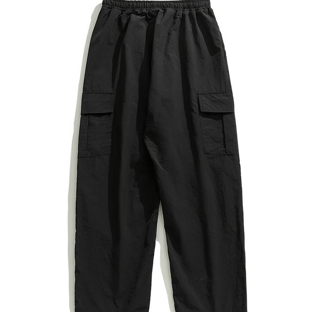 TEMU 남성 캐주얼 카고 바지 - 베이지, 스트레치 없음, 드로스트링 허리, 다수의 포켓, 야외 활동에 이상적, 야외 캐주얼 착용|캐주얼 카고 바지|기능성 포켓