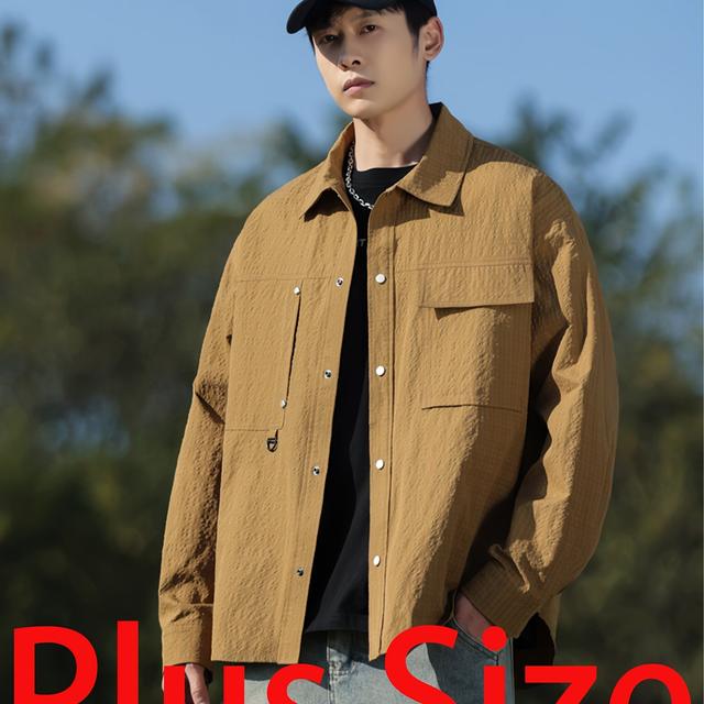 TEMU 0XL-8XL Chaqueta holgada retro de /otoño para hombre de talla grande, Top de solapa moderno