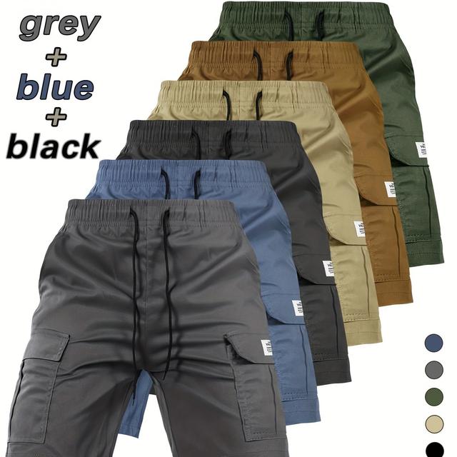 TEMU 3-pack Men' Color Work Shorts, Lightweight Flap Pocket Fashionable Shorts, Outdoor Men's Work Pants