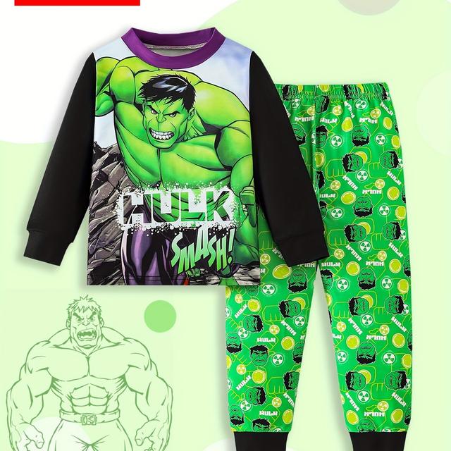 TEMU 2 pijamas de Hulk para niños MARVEL - ¡Hulk Smash! Pijamas con estampado de Hulk, conjunto de 2 piezas para dormir, ropa de dormir para /otoño, superhéroe Marvel (regalo para niños)